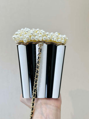 CHANEL AS5217 Resin  Enamel Imitation Pearls & Gold-Tone Metal  White Black & Light Pink - Default Title - View 4