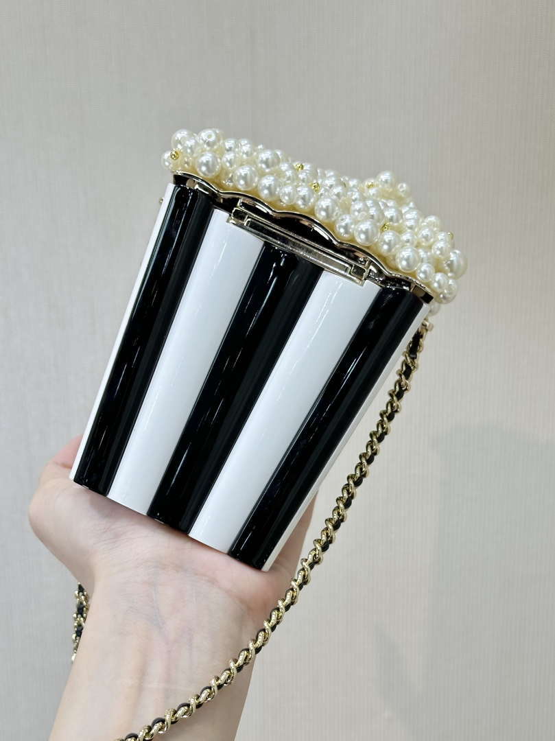 CHANEL AS5217 Resin  Enamel Imitation Pearls & Gold-Tone Metal  White Black & Light Pink - Default Title - View 5