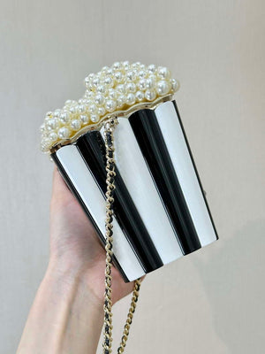 CHANEL AS5217 Resin  Enamel Imitation Pearls & Gold-Tone Metal  White Black & Light Pink - Default Title - View 8