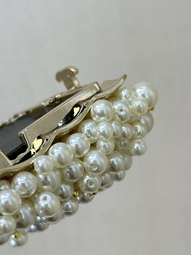 CHANEL AS5217 Resin  Enamel Imitation Pearls & Gold-Tone Metal  White Black & Light Pink