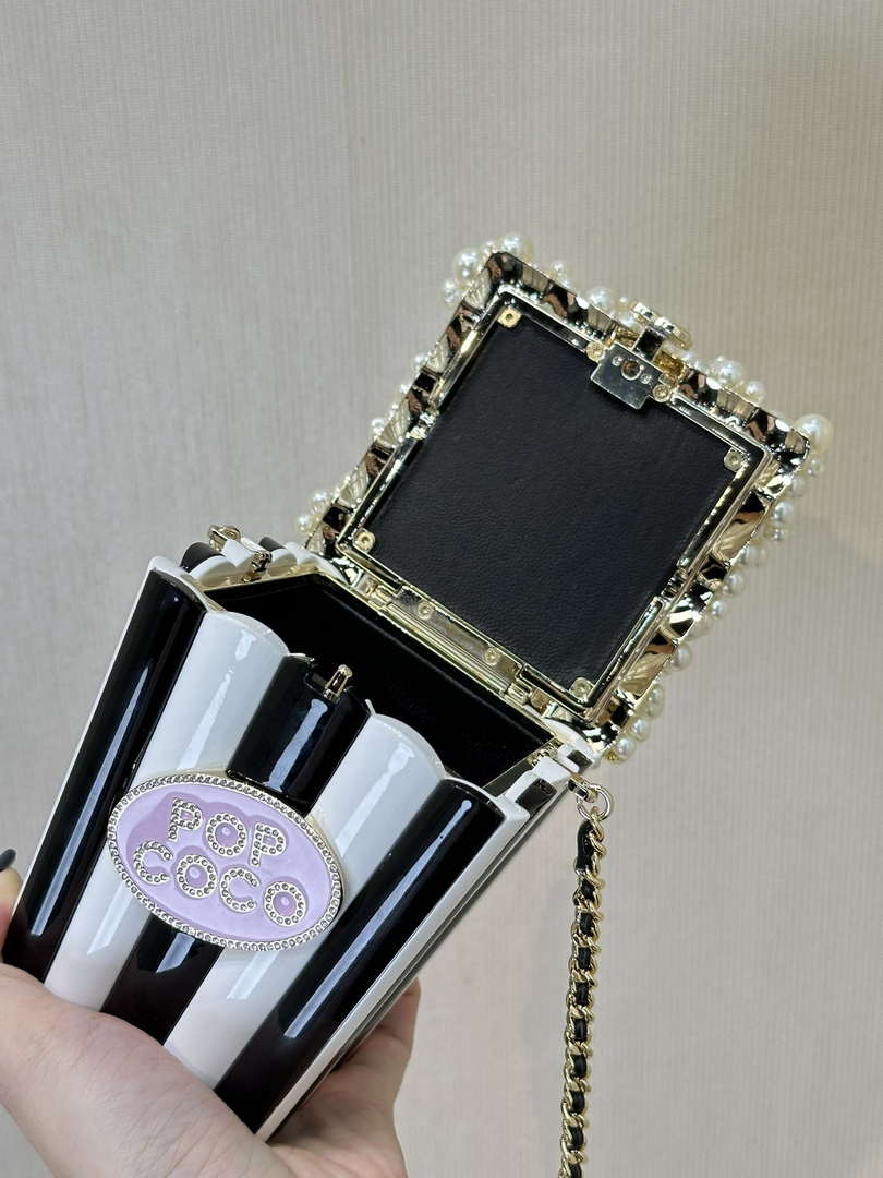 CHANEL AS5217 Resin  Enamel Imitation Pearls & Gold-Tone Metal  White Black & Light Pink