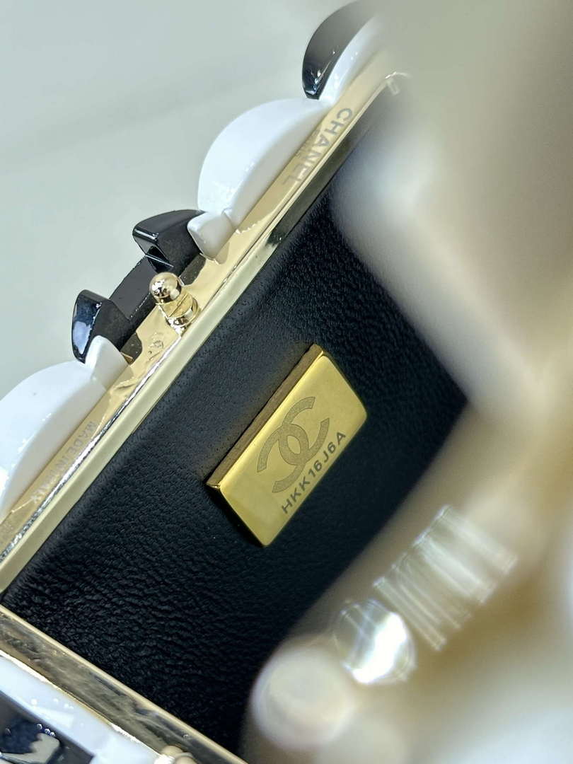 CHANEL AS5217 Resin  Enamel Imitation Pearls & Gold-Tone Metal  White Black & Light Pink