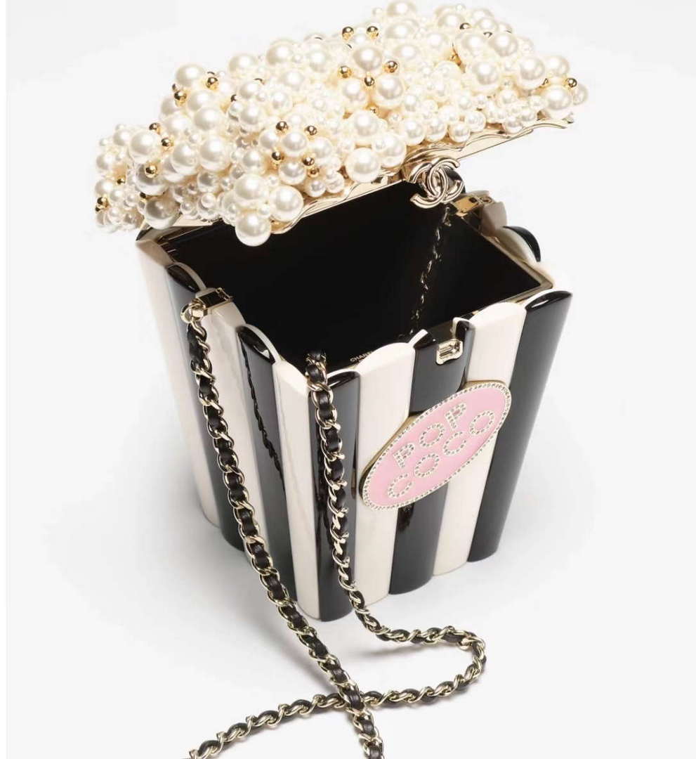 CHANEL AS5217 Resin  Enamel Imitation Pearls & Gold-Tone Metal  White Black & Light Pink