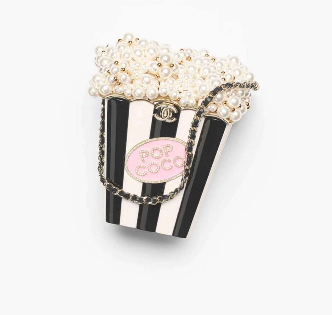 CHANEL AS5217 Resin  Enamel Imitation Pearls & Gold-Tone Metal  White Black & Light Pink