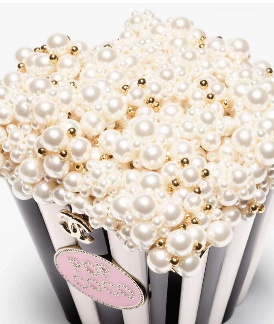 CHANEL AS5217 Resin  Enamel Imitation Pearls & Gold-Tone Metal  White Black & Light Pink