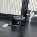 Chanel AS5218 Mini Flap Bag Grained Shiny Calfskin & Gold-Tone Metal Black - Default Title - View 1