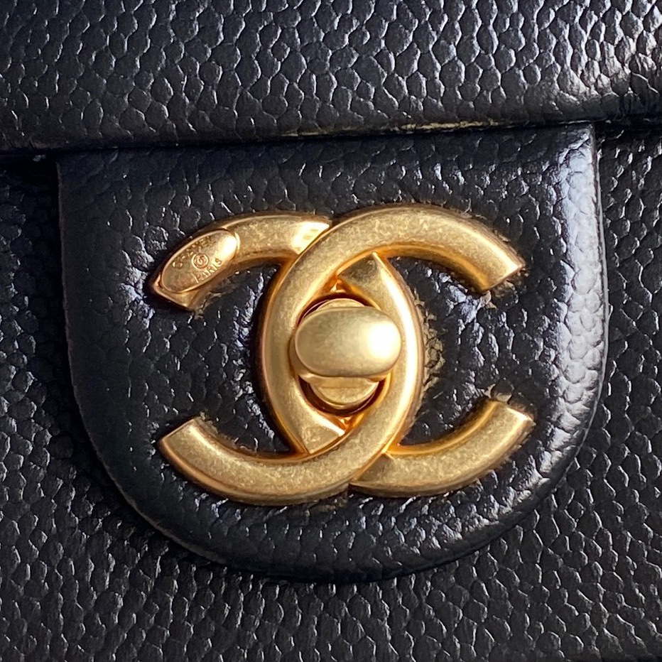 Chanel AS5218 Mini Flap Bag Grained Shiny Calfskin & Gold-Tone Metal Black