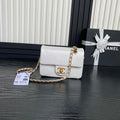 Chanel AS5218 Mini Flap Bag Grained Shiny Calfskin & Gold-Tone Metal White