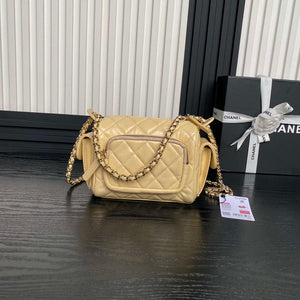 Chanel AS5220 Small Camera Case Bag Shiny Crumpled Lambskin & Gold-Tone Metal Apricot - Default Title - View 2