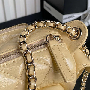 Chanel AS5220 Small Camera Case Bag Shiny Crumpled Lambskin & Gold-Tone Metal Apricot - Default Title - View 4