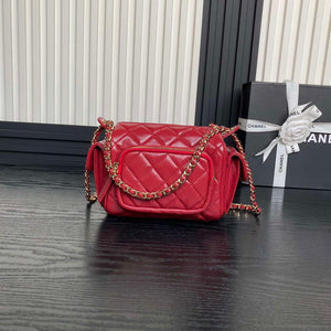 Chanel AS5220 Small Camera Case Bag Shiny Crumpled Lambskin & Gold-Tone Metal Red - Default Title - View 2