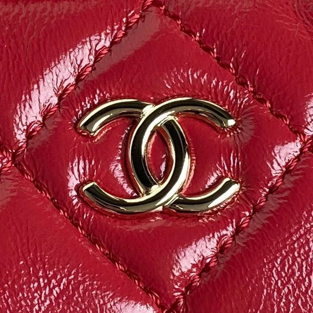 Chanel AS5220 Small Camera Case Bag Shiny Crumpled Lambskin & Gold-Tone Metal Red