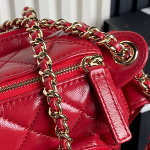 Chanel AS5220 Small Camera Case Bag Shiny Crumpled Lambskin & Gold-Tone Metal Red - Default Title - View 4