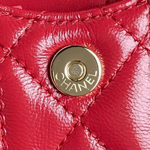 Chanel AS5220 Small Camera Case Bag Shiny Crumpled Lambskin & Gold-Tone Metal Red - Default Title - View 6