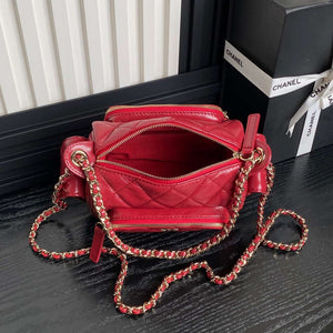 Chanel AS5220 Small Camera Case Bag Shiny Crumpled Lambskin & Gold-Tone Metal Red - Default Title - View 8