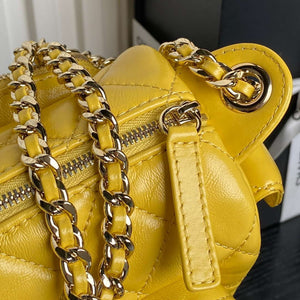 Chanel AS5220 Small Camera Case Bag Shiny Crumpled Lambskin & Gold-Tone Metal Yellow - Default Title - View 4