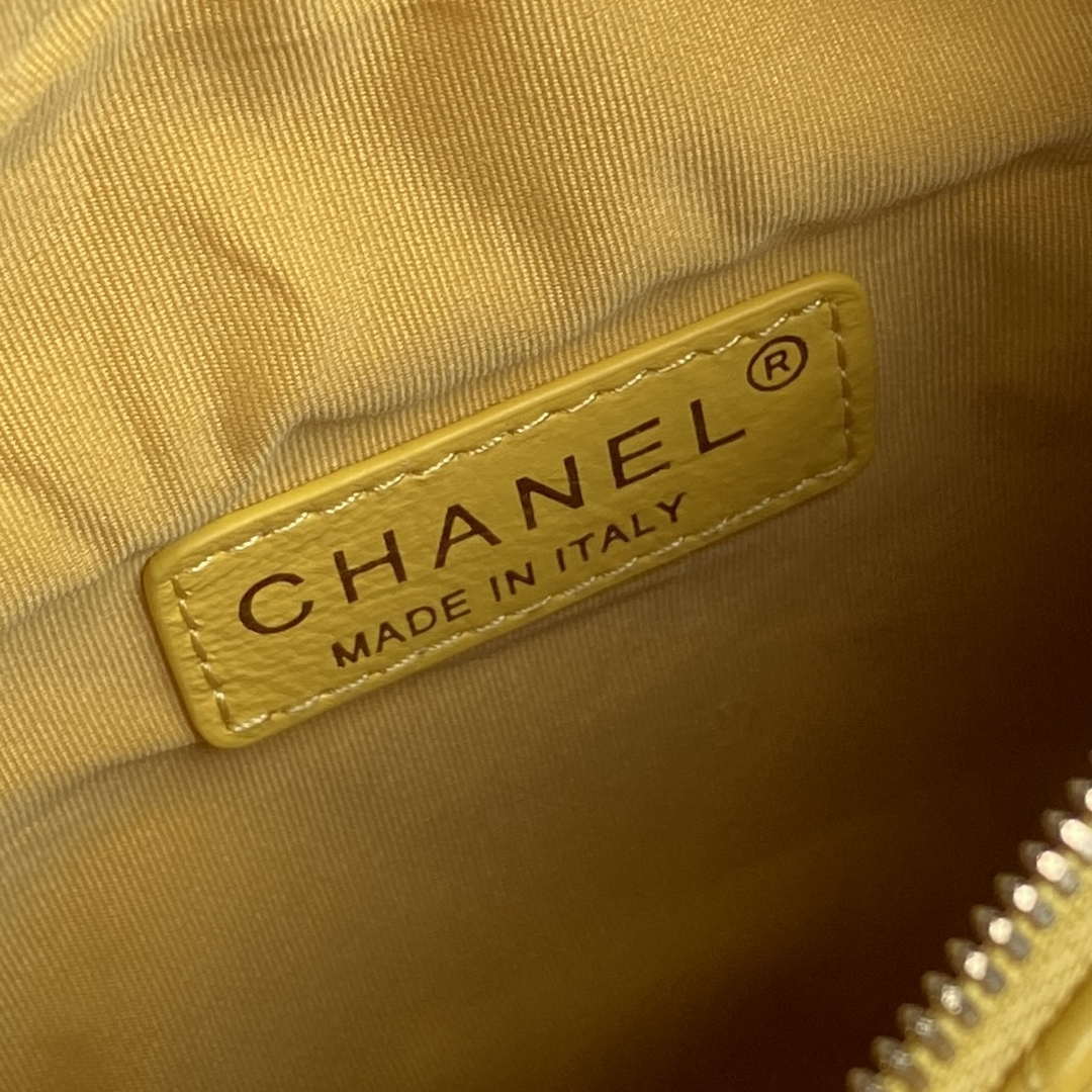 Chanel AS5220 Small Camera Case Bag Shiny Crumpled Lambskin & Gold-Tone Metal Yellow - Default Title - View 8