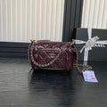 Chanel AS5220 Small Camera Case Bag Shiny Crumpled Lambskin & Gold-Tone Metal Dark Red - Default Title - View 1