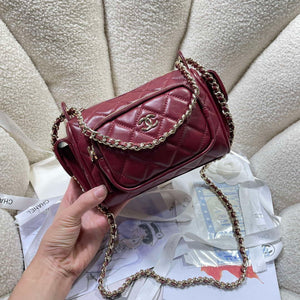 Chanel AS5220 Small Camera Case Bag Shiny Crumpled Lambskin & Gold-Tone Metal Wine Red - Default Title - View 2