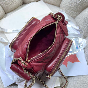 Chanel AS5220 Small Camera Case Bag Shiny Crumpled Lambskin & Gold-Tone Metal Wine Red - Default Title - View 8