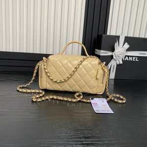 Chanel AS5222 Vanity Case Shiny Crumpled Lambskin & Gold-Tone Metal Apricot - Default Title - View 2