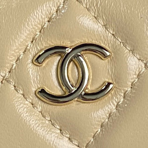 Chanel AS5222 Vanity Case Shiny Crumpled Lambskin & Gold-Tone Metal Apricot - Default Title - View 3