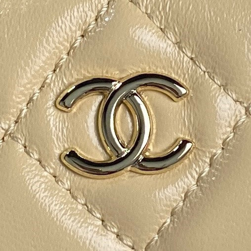 Chanel AS5222 Vanity Case Shiny Crumpled Lambskin & Gold-Tone Metal Apricot