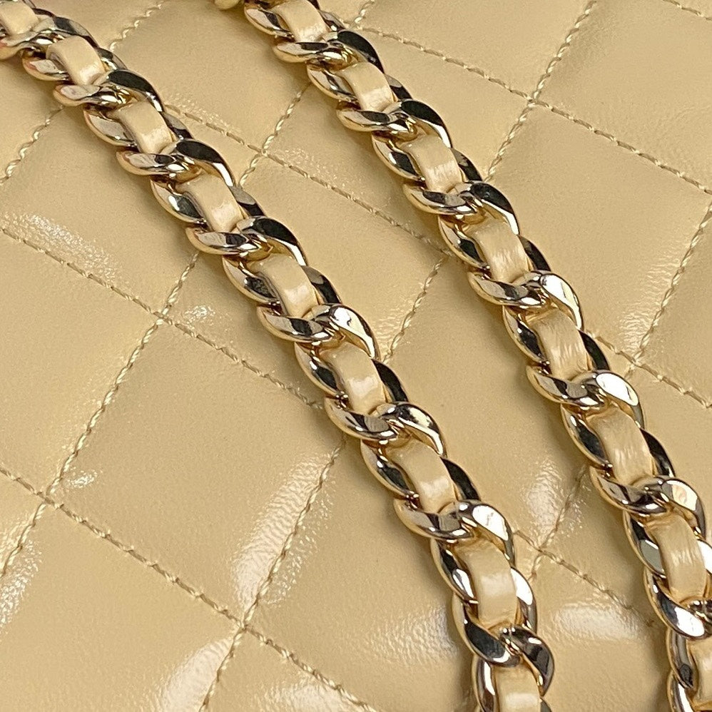 Chanel AS5222 Vanity Case Shiny Crumpled Lambskin & Gold-Tone Metal Apricot