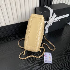 Chanel AS5222 Vanity Case Shiny Crumpled Lambskin & Gold-Tone Metal Apricot - Default Title - View 6
