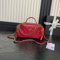 Chanel AS5222 Vanity Case Shiny Crumpled Lambskin & Gold-Tone Metal Red - Default Title - View 1