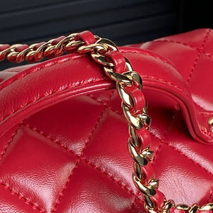 Chanel AS5222 Vanity Case Shiny Crumpled Lambskin & Gold-Tone Metal Red - Default Title - View 4