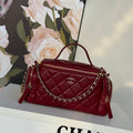Chanel AS5222 Vanity Case Shiny Crumpled Lambskin & Gold-Tone Metal Wine Red - Default Title - View 1