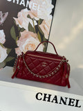 Chanel AS5222 Vanity Case Shiny Crumpled Lambskin & Gold-Tone Metal Wine Red