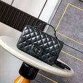 Chanel AS5243 Mini Flap Bag with Top Handle Lambskin & Lacquered Metal Black - Default Title - View 1