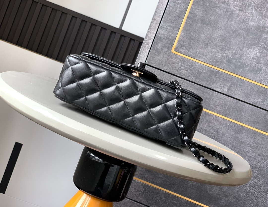 Chanel AS5243 Mini Flap Bag with Top Handle Lambskin & Lacquered Metal Black - Default Title - View 4