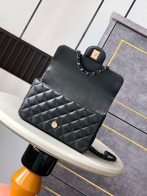 Chanel AS5243 Mini Flap Bag with Top Handle Lambskin & Lacquered Metal Black - Default Title - View 5