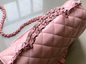 Chanel AS5243 Mini Flap Bag with Top Handle Lambskin & Lacquered Metal Pink - Default Title - View 7