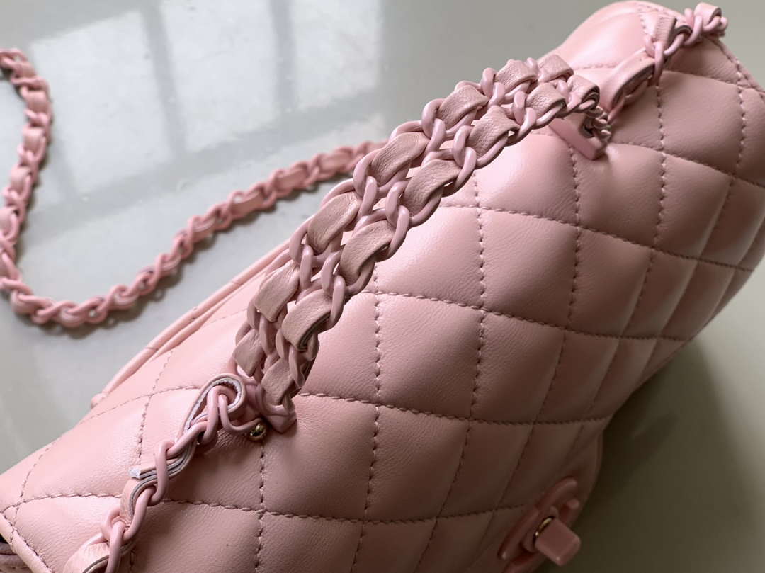 Chanel AS5243 Mini Flap Bag with Top Handle Lambskin & Lacquered Metal Pink