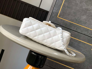 Chanel AS5243 Mini Flap Bag with Top Handle Lambskin & Lacquered Metal White - Default Title - View 4