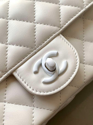Chanel AS5243 Mini Flap Bag with Top Handle Lambskin & Lacquered Metal White - Default Title - View 6