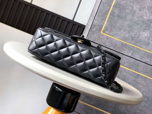 Chanel AS5244 Flap Bag with Top Handle Lambskin & Lacquered Metal Black - Default Title - View 4