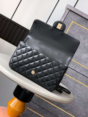 Chanel AS5244 Flap Bag with Top Handle Lambskin & Lacquered Metal Black - Default Title - View 5