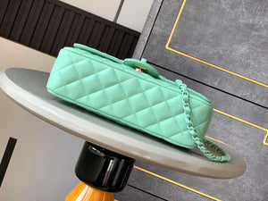 Chanel AS5244 Flap Bag with Top Handle Lambskin & Lacquered Metal Light Green - Default Title - View 6