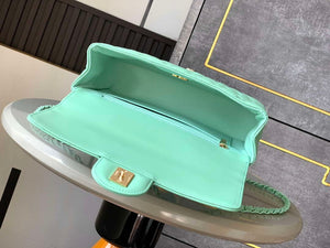 Chanel AS5244 Flap Bag with Top Handle Lambskin & Lacquered Metal Light Green - Default Title - View 9