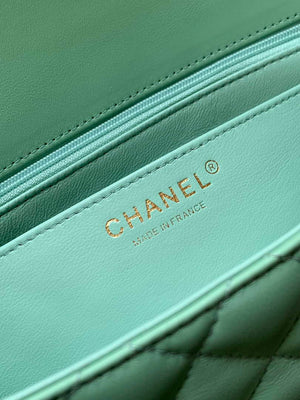Chanel AS5244 Flap Bag with Top Handle Lambskin & Lacquered Metal Light Green - Default Title - View 10
