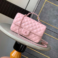 Chanel AS5244 Flap Bag with Top Handle Lambskin & Lacquered Metal Light Pink - Default Title - View 1