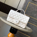 Chanel AS5244 Flap Bag with Top Handle Lambskin & Lacquered Metal White - Default Title - View 1