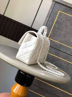 Chanel AS5244 Flap Bag with Top Handle Lambskin & Lacquered Metal White - Default Title - View 2