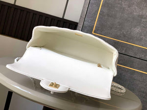 Chanel AS5244 Flap Bag with Top Handle Lambskin & Lacquered Metal White - Default Title - View 7