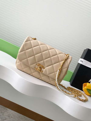 Chanel AS5253 Mini Flap Handbag Lambskin Apricot - Default Title - View 1